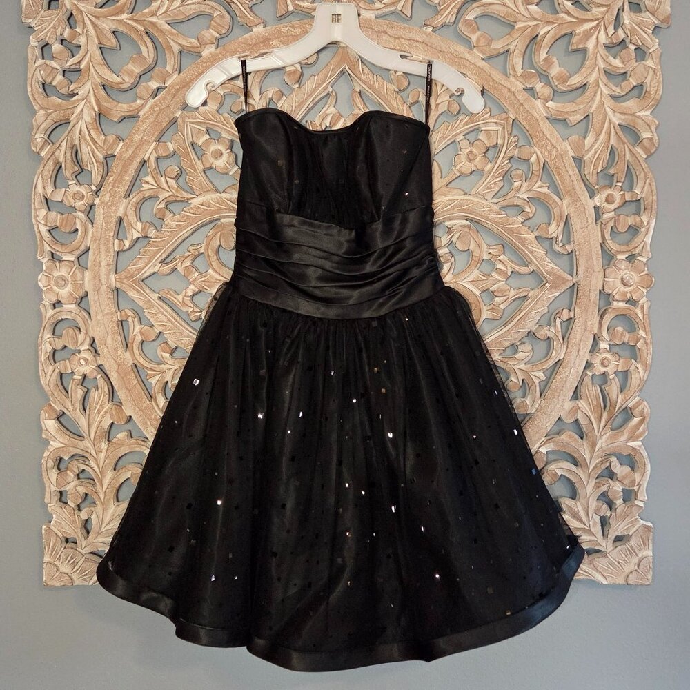 Gunne Sax Y2K Vintage Jessica McClintock Strapless Cocktail Dress Black Sz 3